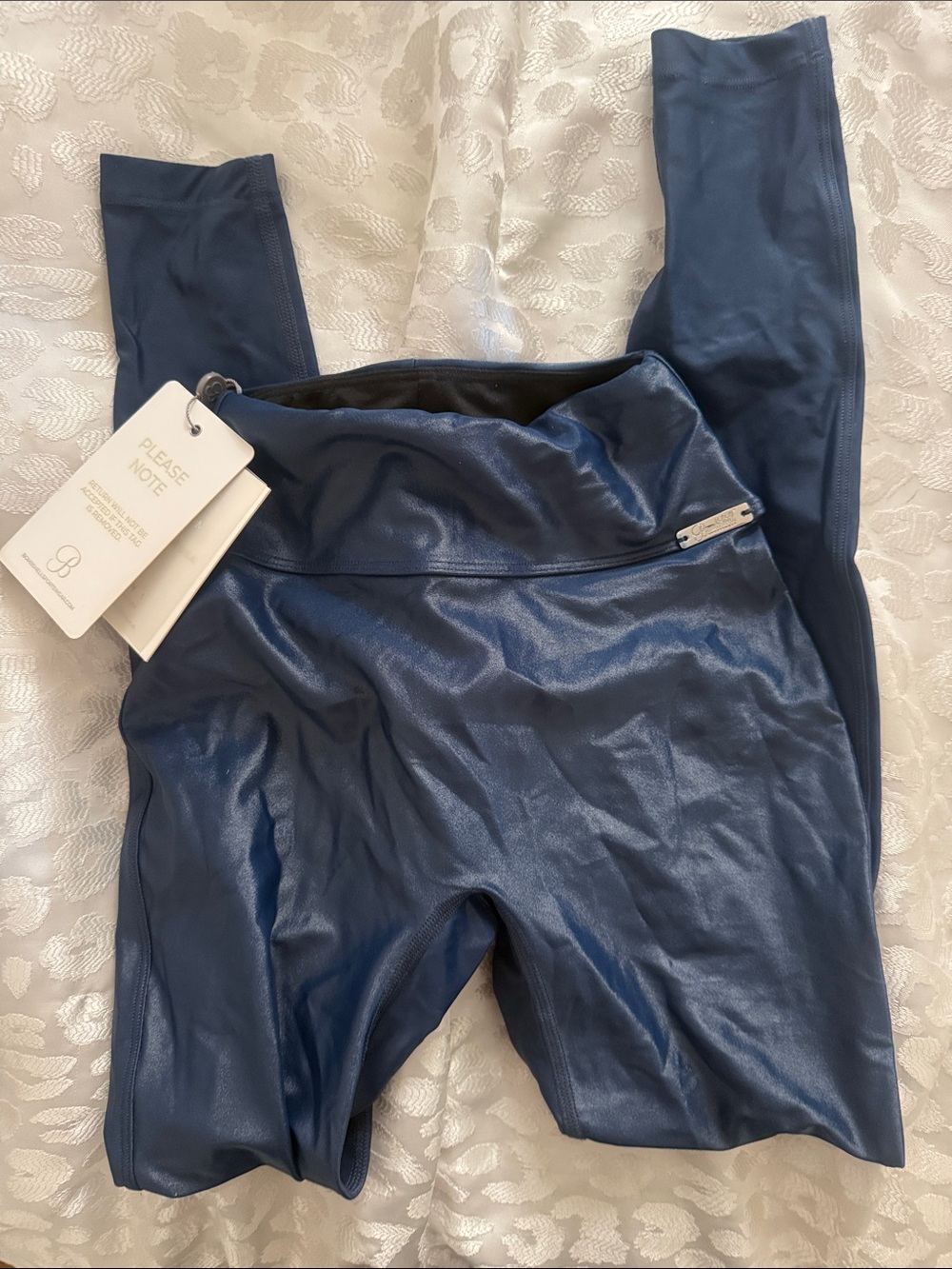 Bombshell Sportswear Navy Faux Leather Leggings